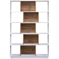 Vente-unique Boekenkast met 15 nissen - Wit en naturel - DALENOR