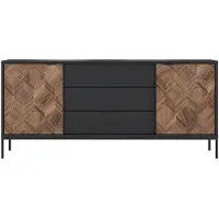 Vente-unique Buffetkast met 2 deurtjes en 3 lades - Zwart en donker naturel - MIALINE