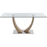 Vente-unique Eettafel voor 6 personen van gehard glas, MDF en roestvrij staal - Licht naturelkleurig - MELODIE II