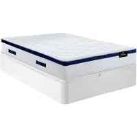 Vente-unique Bedset 160 x 200 cm - Witte bedbodem met opbergruimte + hybride matras met pocketveren - MARQUIS van PALACIO