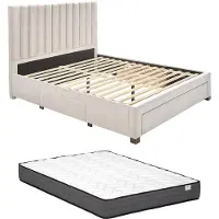 Vente-unique Bedframe stof beige 140 x 200 cm LIAKO