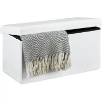 Famanu - Opbergbank opvouwbaar linnen met deksel 38x76x38cm 85L wit