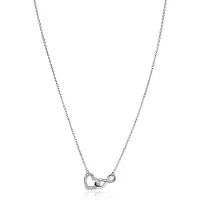 Zinzi zilveren ketting met Infinity teken verbonden met een open hart, bezet met witte zirconia's 42-45cm ZIC2596