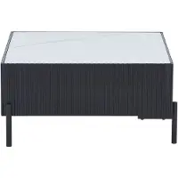 Vente-unique Salontafel van keramiek, MDF en metaal - Zwart en wit - CYNDORA
