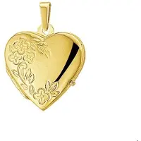 The Jewelry Collection Geelgouden Medaillon hart gravure poli/mat 4015854