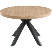 Vente-unique Uitschuifbare eettafel 4 tot 8 plaatsen van mdf en staal - Naturel en zwart - KOMONI