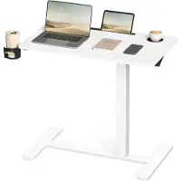 Vasagle Mobiele bijzettafel met verstelbare hoogte en handige houders, 80 x 45 cm