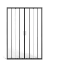Vente-unique Dubbele schuifdeur voor douche in mat zwart metaal - Kalkwerend glas - 120 x 195 cm - BAVIODA