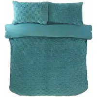 So Soft dekbedovertrek Check Teddy - mintgroen - 1-persoons (135x200 + 50x75 cm)