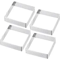 Westmark taartframe 4 dek. – Perfecte taart- en quicheblikken – Uniform bakresultaat dankzij perforatie – Zilver, 7x7 cm
