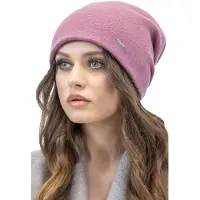 Vivisence Dames Wintermuts - Wolmix Met Zachte Binnenvoering Drie Plooitjes Achter Elastische Pasvorm Decoratief Logoplaatje - Aangenaam Warm en Comfortabel voor Dagelijks Gebruik en Elegante - Roze