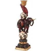 Baroque - Kandelaar - Kandelaar Olifant 30 cm - Rood - Resin - 30.5x12x9 - Polyresin