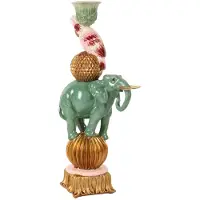 Baroque - Kandelaar - Kandelaar Olifant - Blauw - Resin - 27x11.5x8.5 - Polyresin