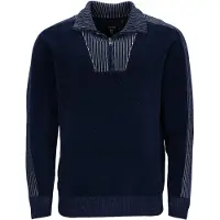 Hajo Trui 'Chenille' blauw / wit