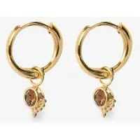 Sissy-Boy Gold plated oorbellen met bruine steen