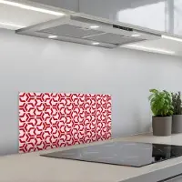 KitchenYeah Spatscherm 70x30 cm - Zelfklevende achterwand Roze - Rood - Geometrisch - Patroon - Keuken muurbeschermer - Spatwand fornuis