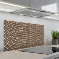 KitchenYeah Spatscherm 100x50 cm - Zelfklevende achterwand Stippen - Bruin - Beige - Patroon - Keuken muurbeschermer - Spatwand fornuis