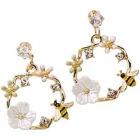 Charme Bijoux Oorbellen goudkleurig bijtje strass 3 cm