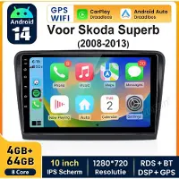 Junsun Octa-Core Autoradio Geschikt voor Skoda Superb II 3T4 3T5 2008-2013 -Android 15 GPS Navi WiFi BT CarPlay & Android Auto & Mirror Link-USB-RDS- SWC