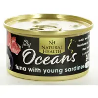 Natural Health Cat Oceans Tuna & Young Sardines Multipack 24 X 85 Gram + Gratis Schuurman Snack