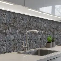KitchenYeah Keuken achterwand 500x80 cm - Spatscherm zelfklevend Grijs - Zwarte - Muur - Muurbeschermer - Spatwand fornuis
