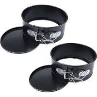 LONGZIMING Mini Springvorm Bakvorm - 10 cm - Set van 2 - Anti-aanbak - Ronde Mini TaartvormenUitneembare Bodem - Kleine Bakvormen met Platte Bodem - Voor Taarten