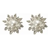 Charme Bijoux Allergievrije oorbellen Elwira Zilverkleur Strass Parel trouwen