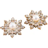 Charme Bijoux Clip oorbellen -budget -goudkleur -ster -parel 2 cm- kunststof- geen gaatje-