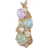 Clayre & Eef Decoratie Beeld Konijnen 31x25x72 cm Bruin Keramisch materiaal
