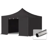TOOLPORT 4x4 m Easy up partytent, PREMIUM staal 40mm met zijwanden, zwart