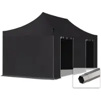 TOOLPORT 3x6 m Easy up partytent PVC met zijwanden, PREMIUM staal 40mm, zwart