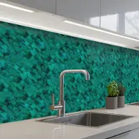 KitchenYeah Keuken achterwand 200x60 cm - Spatscherm zelfklevend Vloeiend - Olie - Verf - Groen - Muurbeschermer - Spatwand fornuis