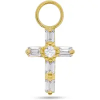New Bling - 9NBG-O102 - 14K goud – Oorbelhanger - per stuk – Kruis – Zirkonia