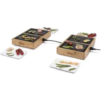Princess Dinner4all Pure - 10 persoons – Gourmetstel - Teppanyaki - Grill & Bakplaat - 2 meter snoer - Bamboe