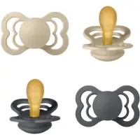 BIBS Supreme Fopspeen - Set 4 stuks - Maat 2 - 6/18 maanden - Natuur Latex – 2x Iron - 2 x Ivory