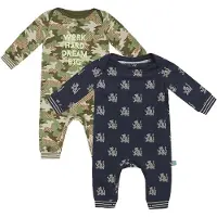Charlie Choe - 2pack - Navy - Bruin - Boxpak - Salopette - Kruippakje - Babypakje - Jumpsuit - Geboortepakje - Romper - Draken - Camo - Maat 74