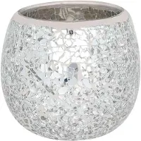 Something Different Theelichthouder Large Round Silver Crackle Multicolours