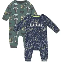 Charlie Choe - 2pack - Groen - Blauw - Boxpak - Salopette - Kruippakje - Babypakje - Jumpsuit - Geboortepakje - Romper - Sterren - Dieren - Maat 62