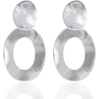 Charme Bijoux Clip oorbellen mat zilverkleur 7 cm