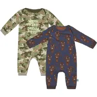Charlie Choe - 2pack - Navy - Bruin - Boxpak - Salopette - Kruippakje - Babypakje - Jumpsuit - Geboortepakje - Romper - Camo- Tijgers - Maat 62