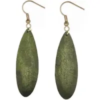 Charme Bijoux Zilver Lange oorbellen Luci groen- 7 cm Hout