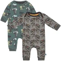 Charlie Choe - 2pack - Groen - Grijs - Boxpak - Salopette - Kruippakje - Babypakje - Jumpsuit - Geboortepakje - Romper - Draken - Dieren - Maat 62