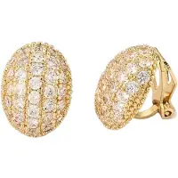 Charme Bijoux Clip oorbellen -ovaal -goudkleur -luxe -strass- geen gaatje-