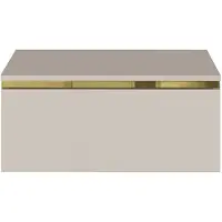 Pascal Morabito Hangend nachtkastje met 1 lade - Beige en goudkleurig - VUKIA