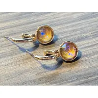 Vibe - classic - kaki - goud - hanger - oorbel - geschenk - juweel - oorhanger