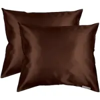 Beauty Pillow - Satijnen Kussenslopen - Voordeelset - Duo Pack - 60x70 cm - Chocolate Brown