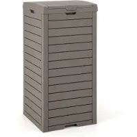 Costway Vuilnisbak met deksel, 118 l, afvalbak voor de tuin, met uittrekbare vloeistofschaal en handgreep, waterdichte afvalcontainer voor buiten, voor veranda, achtertuin, terras, 1 stuks Bruin