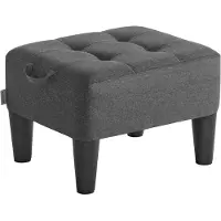 Songmics Fluwelen Kruk met Dikke Zitting voor Comfortabele Rust, leigrijs + inktzwart