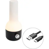 QAZQA Buiten tafellamp zwart met wit incl. LED oplaadbaar IP44 - Haard