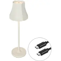 QAZQA Retro tafellamp off-white oplaadbaar IP44 - Granny